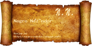 Negro Nándor névjegykártya
